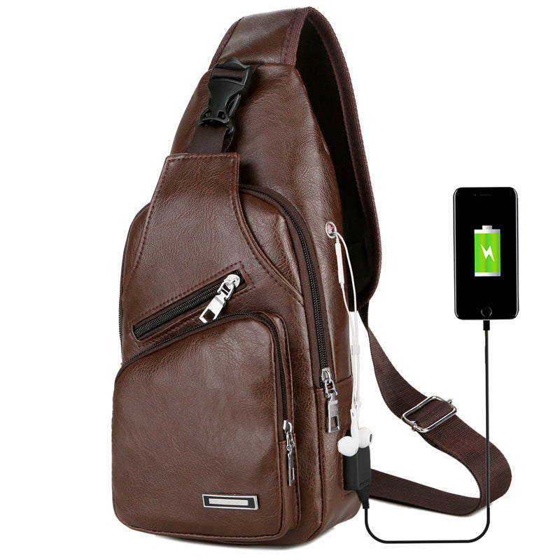 Crossbody Charging Leather Shoulder Bag