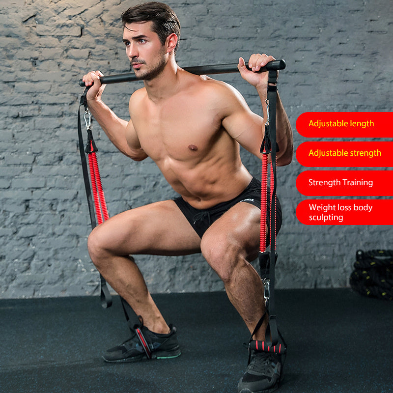 Body Trainer Bar with Resistance Bands and Handgrips