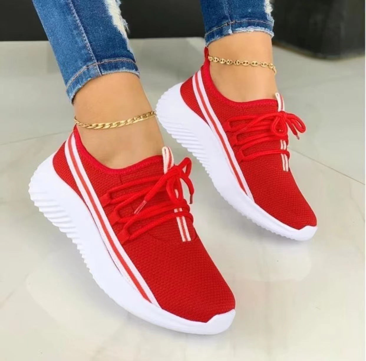 Heightening Lace-Up Athletic Sneakers