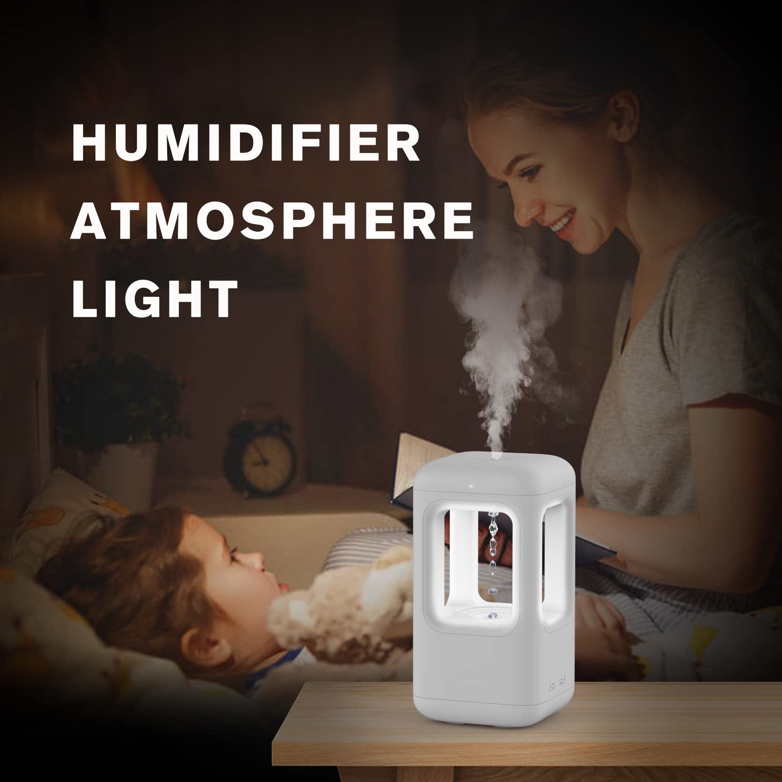 Waterfall Simulation Humidifier with Night Light