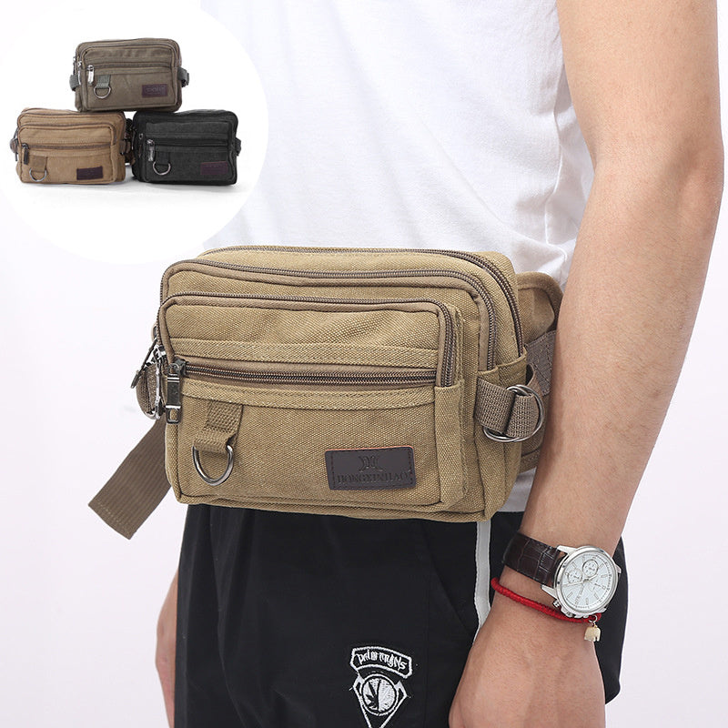 Waist Bag with Adjustable Strap and 4-Zipper Pockets