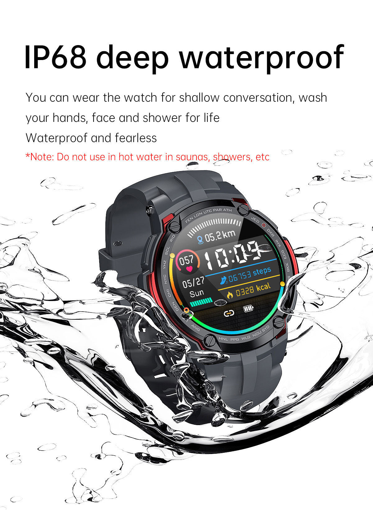 Water Resistant Health Monitoring V6 Smart Watch