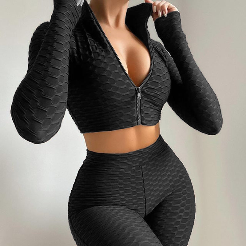 Zippered Long Sleeve High-Waist Tracksuit Set