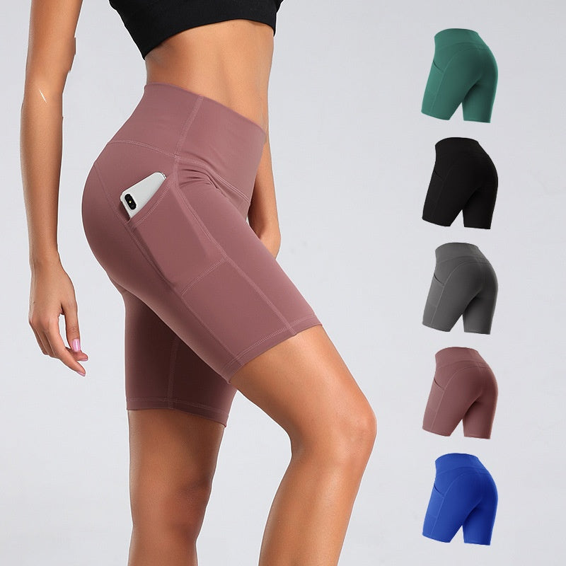 High-Waist Workout Shorts with Pockets